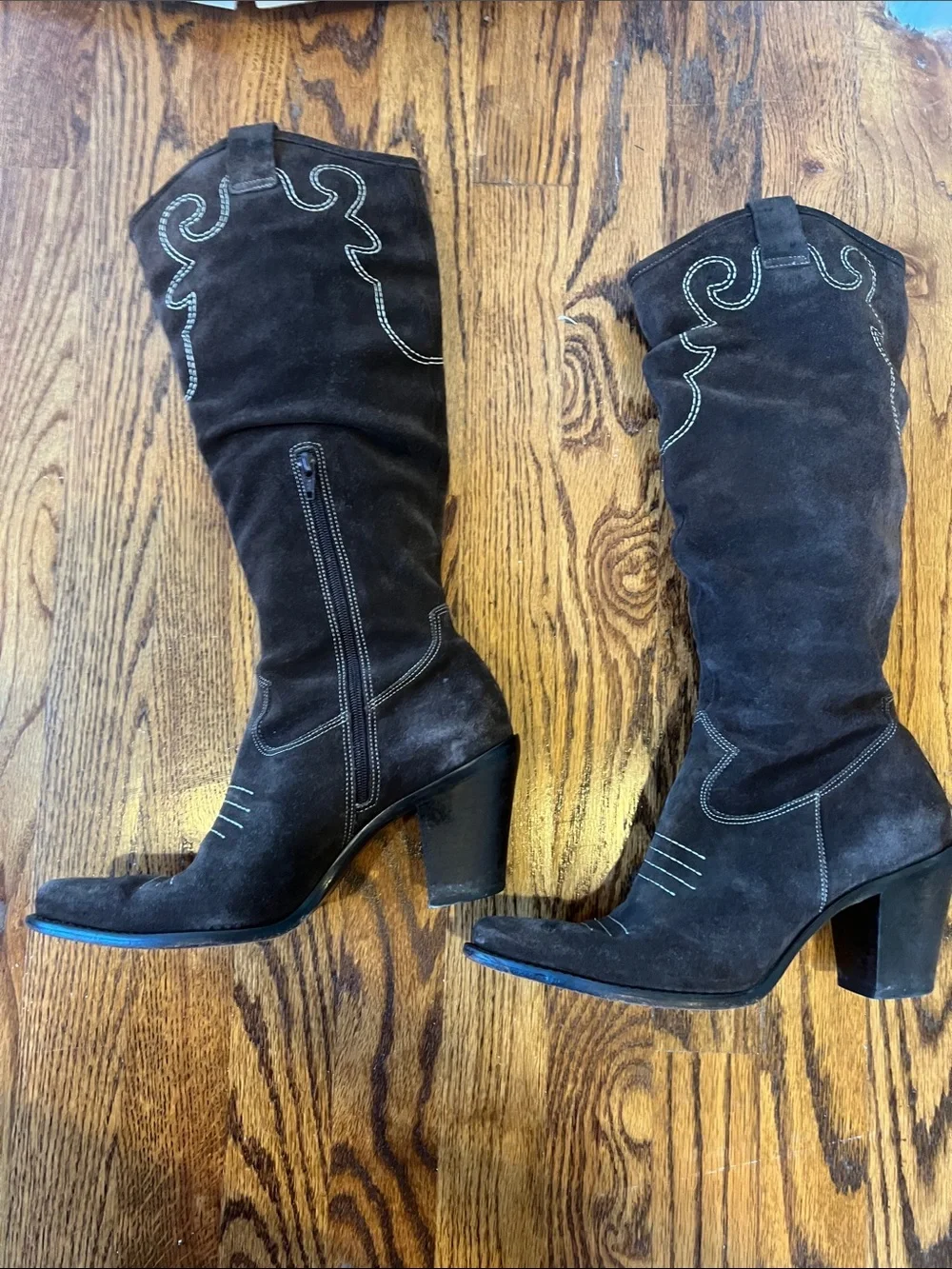Women's Brown Suede Over-the-Knee Western Boots
